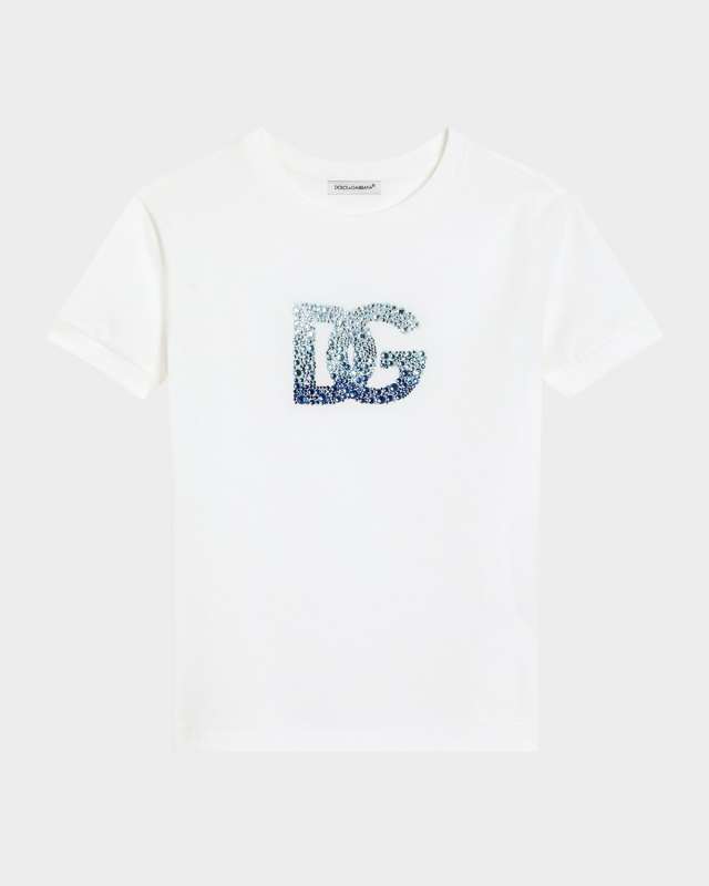 Girl's Embellished Interlocked Logo-Print T-Shirt, Size 4-6
